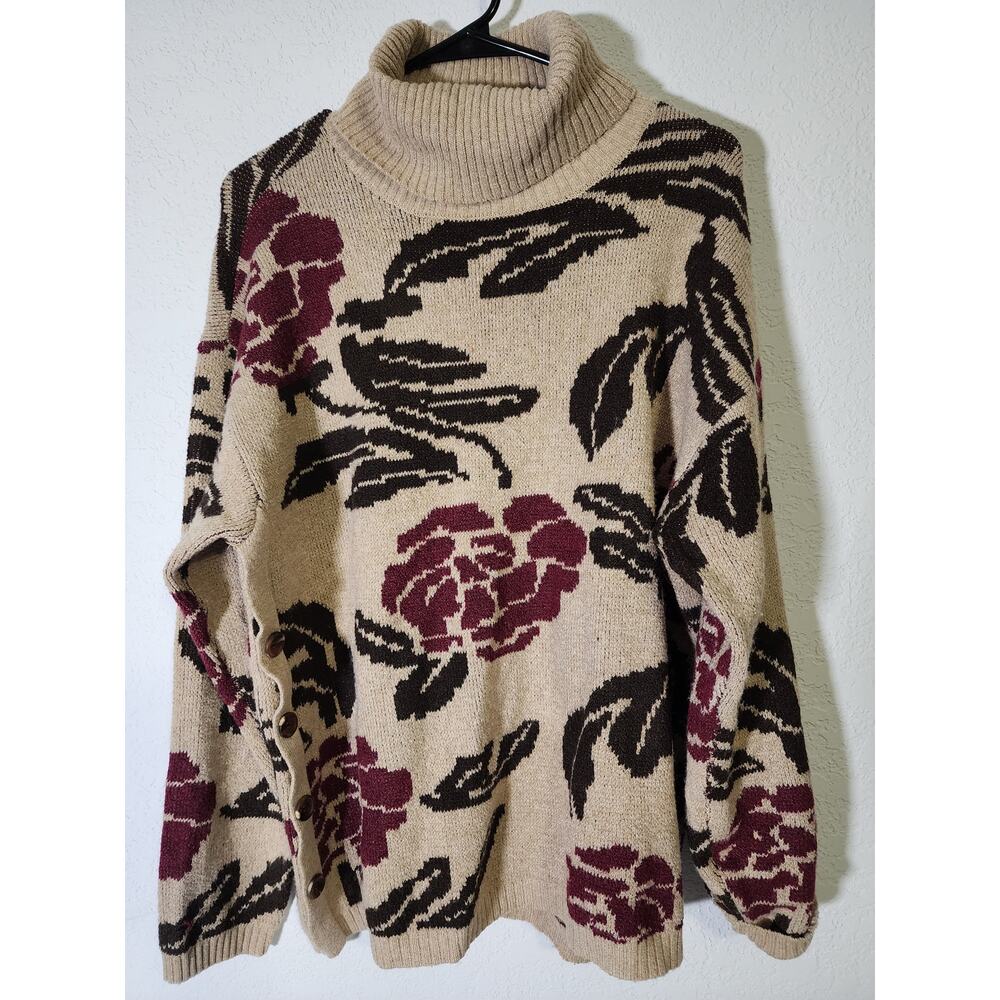 St. John's Bay Sweater Women's Size XL Soft Comfy Flowery Knit Pullover